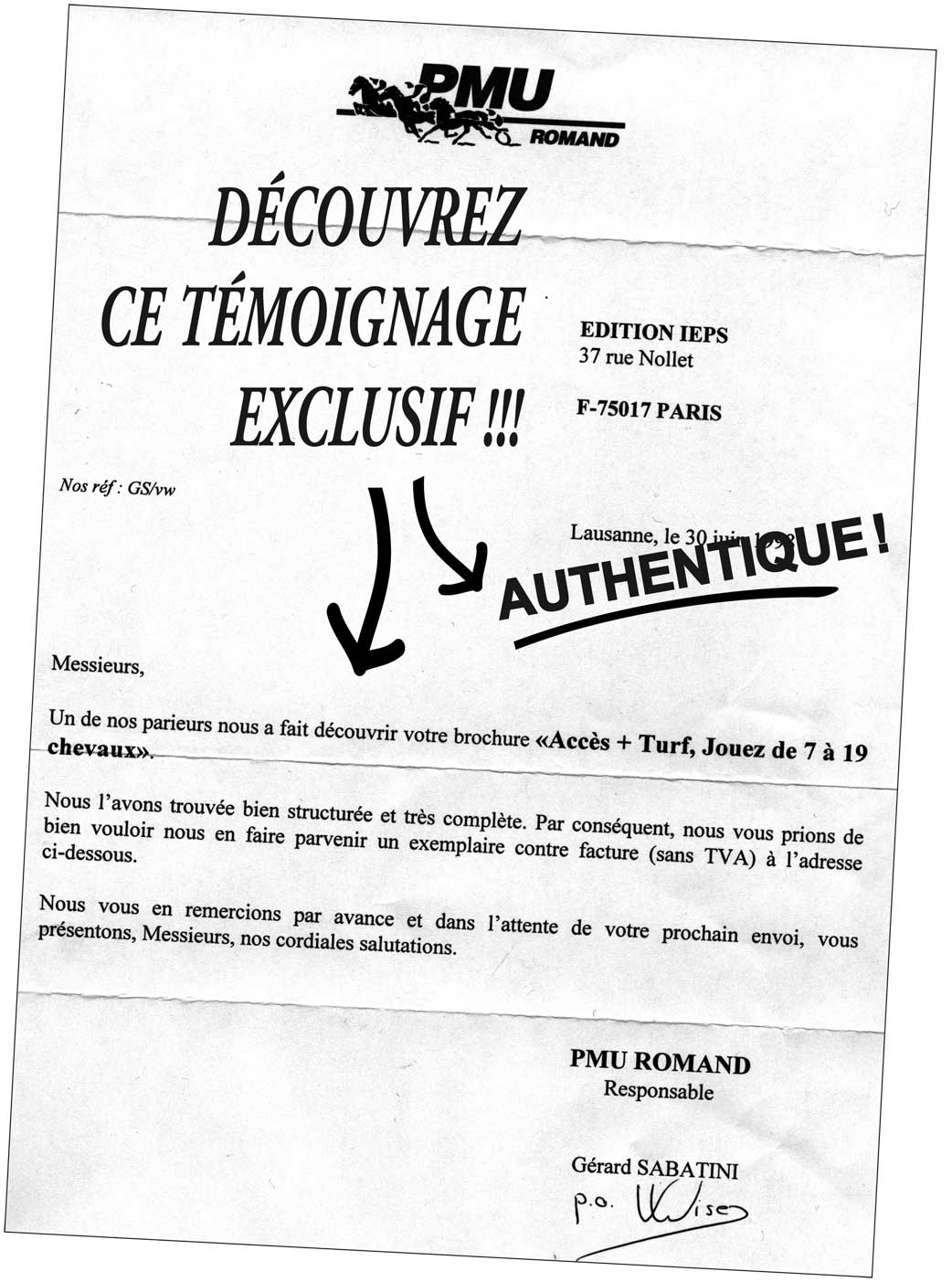 Tmoignage du PMU roman