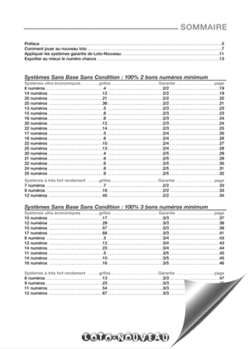 Au sommaire de la méthode Loto Nouveau