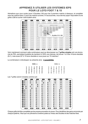 Mode d'emploi des ssystmes Gold Expert pour Loto Foot 