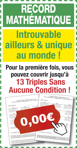 La combinaison 13 triples sans aucune condition, vous est offerte !