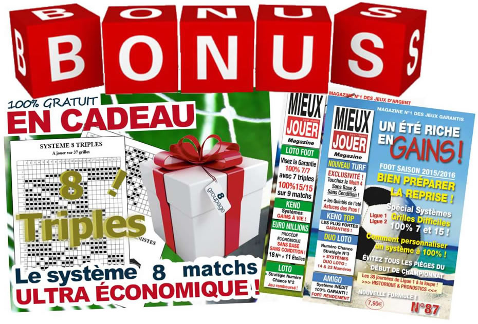 Votre Bonus Gartuit si vous commandez aujourd'hui !
