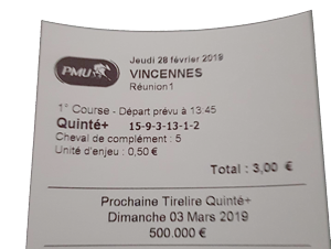 Ticket Gagnant Quint� Ordre
